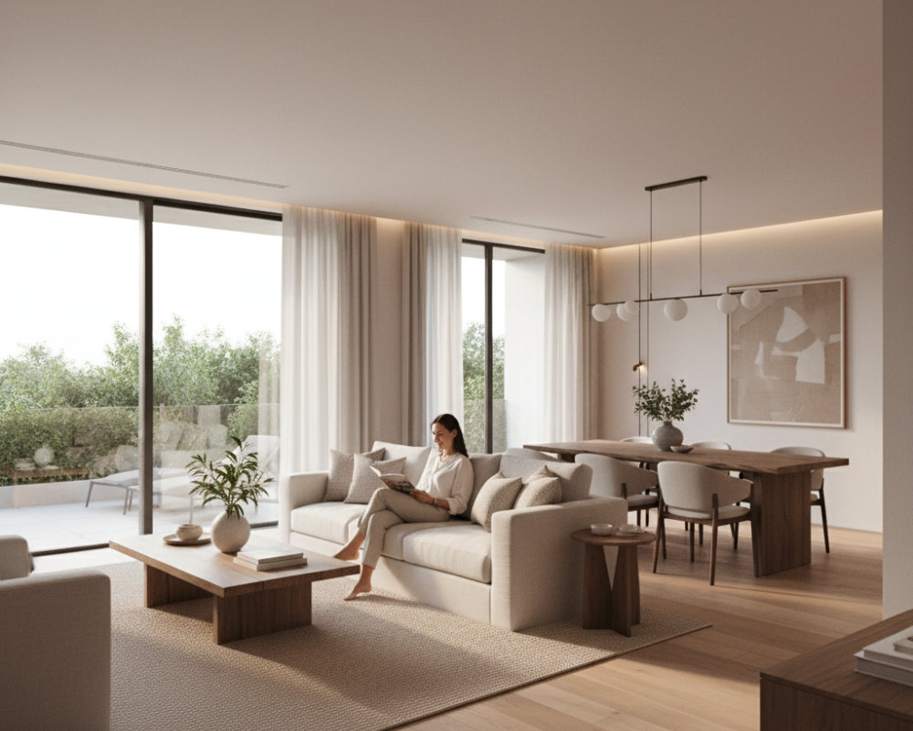 La tranquilidad de un hogar listo para vivir: la alternativa inteligente a comprar para reformar. Un espacio de diseño en calma donde tu única preocupación es empezar a disfrutar desde el primer día.